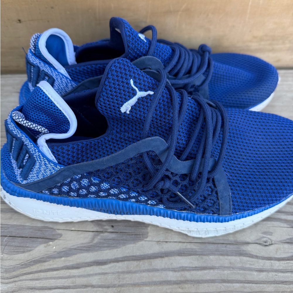 Puma Navy and White Mesh Sneakers